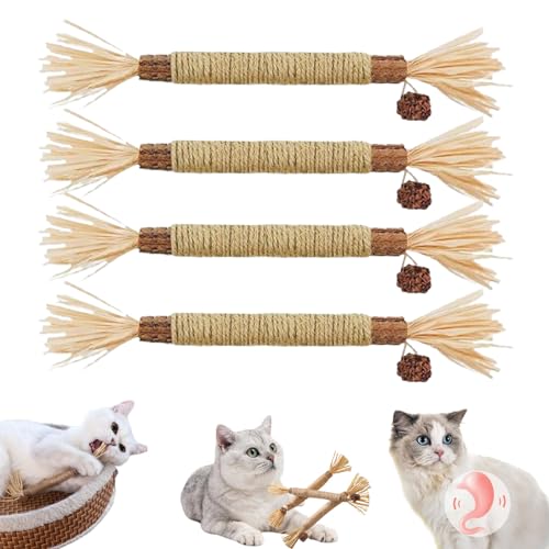 Qosneoun Nunapets Cat Chew Toy, Nunapets Natural Silvervine Stick Cat Chew Toy, Nunapets Natuinteractive Cat Toysral Silvervine Stick Cat Chew Toy for Teeth Cleaning and Polishing (Short-4PCS) von Qosneoun