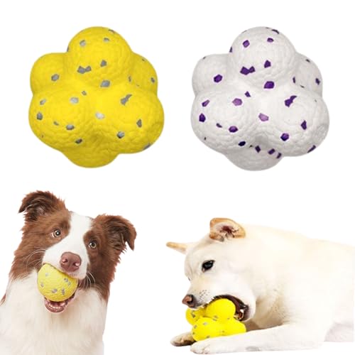 Qosneoun The Mellow Dog Calming Ball, Calming Balls for Dogs, Mellow Dog Yellow Ball, The Mellow Dog Ball Direction, Yellow Calming Dog Ball for Aggressive Chewers (2PCS-A-Mix) von Qosneoun