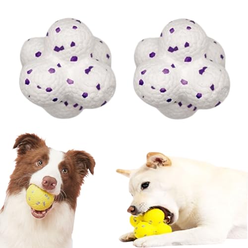 Qosneoun The Mellow Dog Calming Ball, Calming Balls for Dogs, Mellow Dog Yellow Ball, The Mellow Dog Ball Direction, Yellow Calming Dog Ball for Aggressive Chewers (2PCS-A-White) von Qosneoun