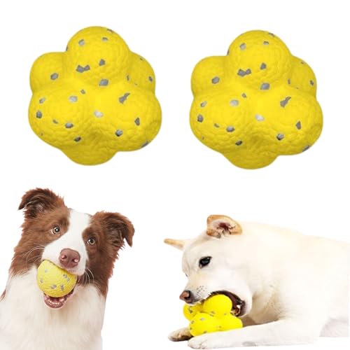 Qosneoun The Mellow Dog Calming Ball, Calming Balls for Dogs, Mellow Dog Yellow Ball, The Mellow Dog Ball Direction, Yellow Calming Dog Ball for Aggressive Chewers (2PCS-A-Yellow) von Qosneoun