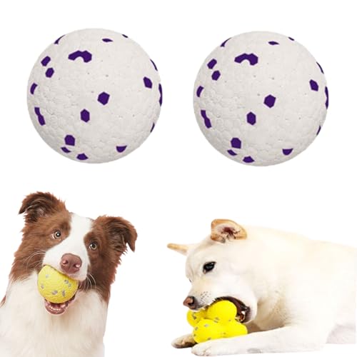 Qosneoun The Mellow Dog Calming Ball, Calming Balls for Dogs, Mellow Dog Yellow Ball, The Mellow Dog Ball Direction, Yellow Calming Dog Ball for Aggressive Chewers (2PCS-B-White) von Qosneoun