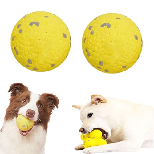 Qosneoun The Mellow Dog Calming Ball, Calming Balls for Dogs, Mellow Dog Yellow Ball, The Mellow Dog Ball Direction, Yellow Calming Dog Ball for Aggressive Chewers (2PCS-B-Yellow) von Qosneoun