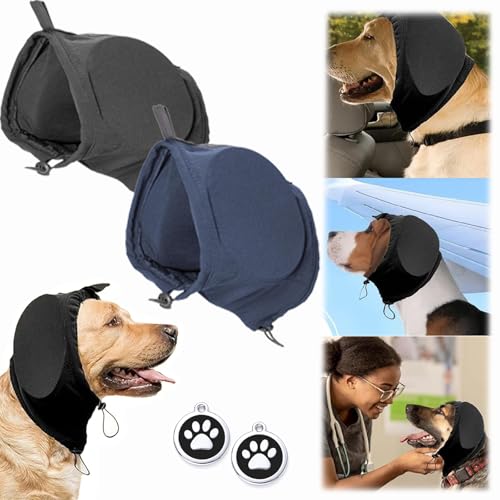 Schutzwuff - Lärmschutz, Hunde Ohrenschutz, Safe Dogs Ears, Gehörschutz Für Hunde Silvester, Ohrenschützer Zur Geräuschreduzierung Bei Hunden Für Feuerwerk Donner, Stress Vermeiden (2PCS, XL) von Qosneoun