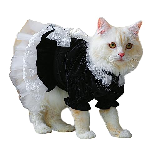 Hunde-/Katzenkleid, Haustierkleidung, Outfit, Spitzendekoration, Bekleidung für Mädchen, Katzen und kleine Hunde, leicht zu tragende Kleidung von Qsvbeeqj