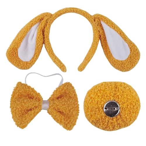 Hundekostüme Set Hundeohr Stirnbänder Schwanz Bögen Tutus Nase Handschuh Cosplays Kostüm Für Halloween Weihnachtsfeier von Qsvbeeqj