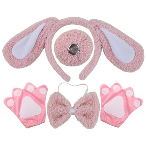 Hundekostüme Set Hundeohr Stirnbänder Schwanz Bögen Tutus Nase Handschuh Cosplays Kostüm Für Halloween Weihnachtsfeier von Qsvbeeqj