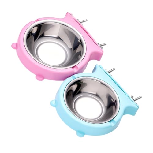 Qsvbeeqj 2Pcs Edelstahl Hunde Schüssel Set Hängen Haustier Käfig Feeder Bowl Lebensmittel Und Wasser Feeder Dish Für Katzen Hunde Käfig Montiert von Qsvbeeqj