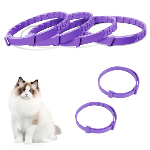 4 PCS Beruhigendes Halsband für Katzen, Pheromone Katzen Beruhigende Halsbänder Größenverstellbares Katzenhalsband Lindern Stress und Angst Sicher Wasserdicht für Kätzchen Mittelgroße Große (Set A) von Qtksceadlnce