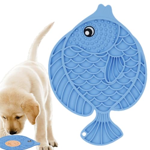 Fish-Shaped Feeding Pad, Cat Feeding Mat, Dog Treat Toy, Suction Cup Lick Pad, Puppy Enrichment Toy, Silicone Dog Feeding Pad, Non-Slip Pet Mat, Interactive Feeding Mat, Healthy Eating for Pets, von Quaeetyu