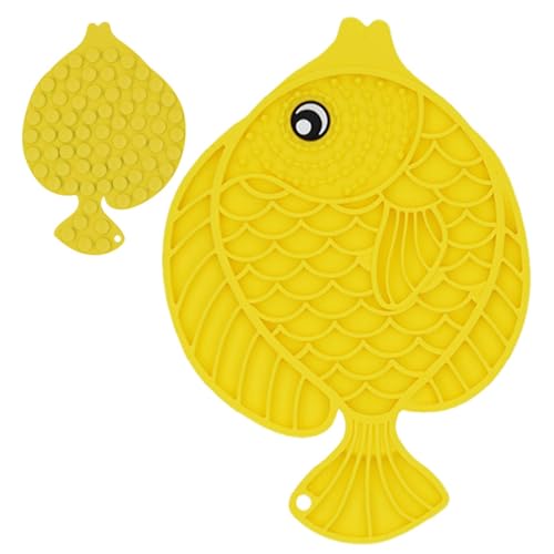 Fish-Shaped Feeding Pad, Cat Feeding Mat, Dog Treat Toy, Suction Cup Lick Pad, Puppy Enrichment Toy, Silicone Dog Feeding Pad, Non-Slip Pet Mat, Interactive Feeding Mat, Healthy Eating for Pets, von Quaeetyu