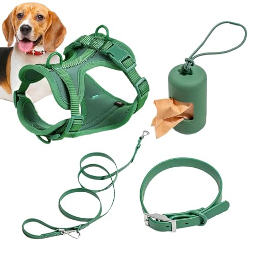 Hundeleinen Set, Haustiergeschirr Halsband und Leine Set, Funktionsleine Set für mittelgroße Hunde Alltag Verstellbares Hundehalsband Mode von Quaeetyu