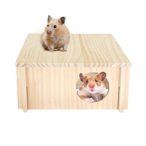 Quaeetyu Mehrkammer-Hamsterversteck,Hamsterversteck,Quadratisches 2-Zimmer-Versteck für große Hamster mit Mehreren Kammern - Kleines Haustier-Waldhaus für Zwerghamster, Syrische Hamster, Rennmäuse, von Quaeetyu