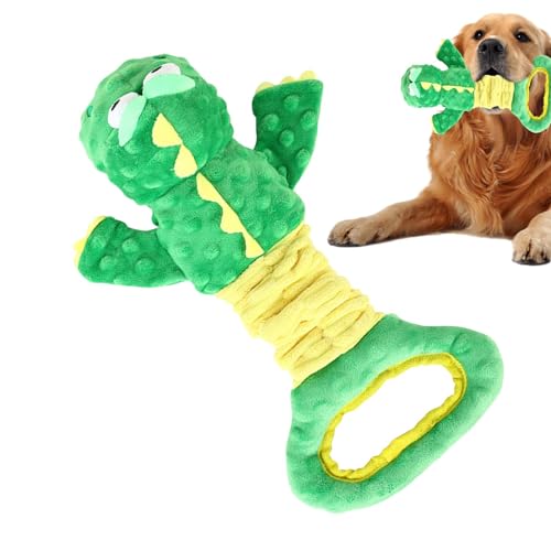 Quaeetyu Zahnspielzeug für Haustiere, Dino geformtes Haustierspielzeug, entworfen für große Hunde, Bereicherungsspielzeug und Quietschfunktion, perfekt und ideal zum Zahnen von Welpen von Quaeetyu
