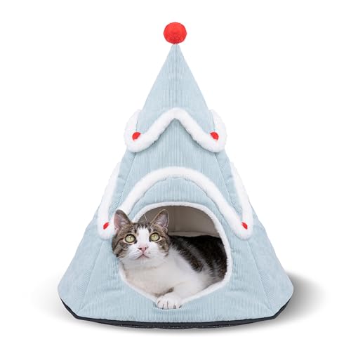 Qucey Cozy Pet Tipi Katzen- und Welpenzelt, luxuriöses Haustierhaus mit Kissen, vollständig maschinenwaschbar, großes Haustierbett für kleine Hunde von Qucey