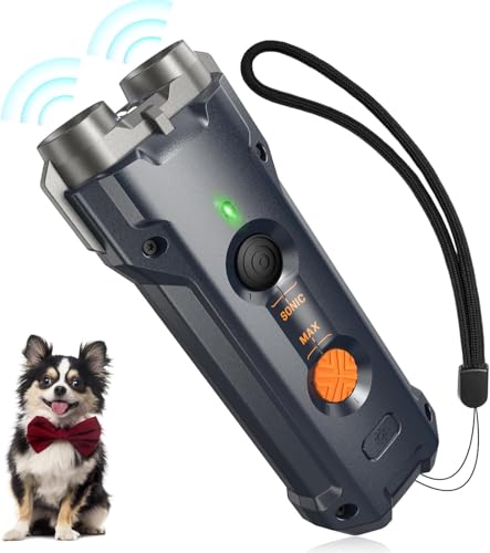 Antibell Ultraschall Gerät, Ultraschall-Hundevertreiber 30 Fuß, Anti Bell Gerät Hunde, 3-in-1-Bellkontrollgerät LED-Licht, Gerät zum Stoppen des Bellens von Hunden, Hundestopper für drinnen und drauße von Queenmew