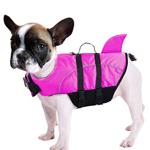 Queenmore Hunde Schwimmweste, Ripstop Schwimmweste Hund, Rettungsweste für Hunde, knuffelwuff Schwimmwesten mittel kleine große, Lebensretter mit Hebegriff für Kajak Schwimmen (Fuchsia,XS) von Queenmore