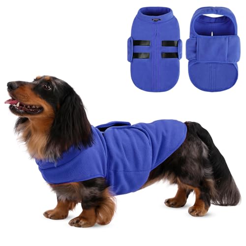 Queenmore Hundepullover Fleece Warm Wintermantel Hund, Hundemantel Winter, Hundepullover Kleine Hunde, Hundejacke Hundeweste, Hundepullover Dackel, Chihuahua, Bulldog, Greyhound, Blau, M von Queenmore