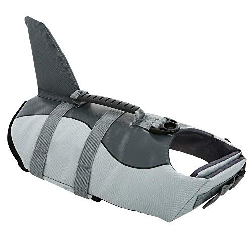 Queenmore Schwimmweste Hund Einstellbare Hunde Schwimmweste, Ripstop Rettungsweste mit hohem Auftrieb und langlebigem Rettungsgriff für Hund für kleine mittlere Hunde, (Grey,M) von Queenmore