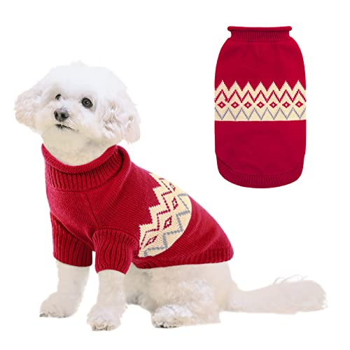 Queenmore Warmer Hundepullover Grosse Hunde Dackel Hundepulli Strick Hunde Pullover Strickmantel Für Kleine Hunde Hundepullover Fleece Für Französische Bulldogge Katzenpullover, Rot, XL von Queenmore