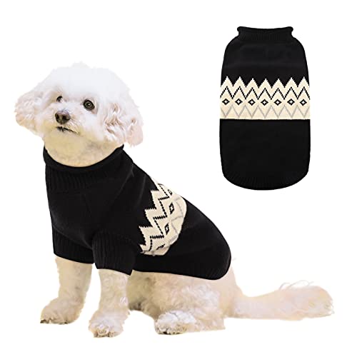 Queenmore Warmer Hundepullover Grosse Hunde Dackel Hundepulli Strick Hunde Pullover Strickmantel Für Kleine Hunde Hundepullover Fleece Für Französische Bulldogge Katzenpullover, Schwarz, XL von Queenmore