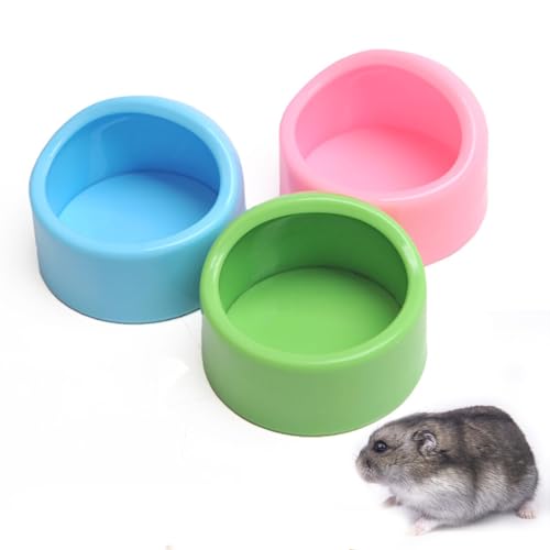 3 Stück Kleine Tierschüssel Hamster Futterschalen Anti-Biss Futterschalen Napf für Haustiere Hamster Water Bowl Hamster Schüssel für Hamster, Meerschweinchen,Vogel,Kleine Haustiere-Pink, Blau, Grün von Queerelele