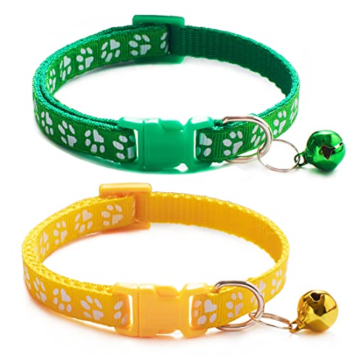 2pcs Hundehalsband für Kleine Hund Klassisches Quesuc Hundehalsband für Kleine Hunderassen Einstellbare Passform Größe Pet Hundehalsband Polyester Nylon Hundehalsband für Welpen Langlebig Mit Glocken von Quesuc