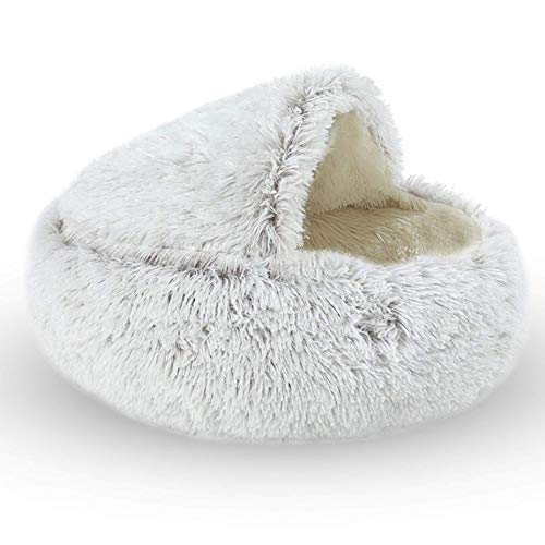 Queta Hundbett Haustierbett Hundesofa Katzensofa Kissen für Katzen und Hunde warm, Donut-Kuschelnest Weiche Plüsch Plüschsofa bequem rutschfest für kleine, mittlere Haustiere, 40 * 40 cm, braun von Queta