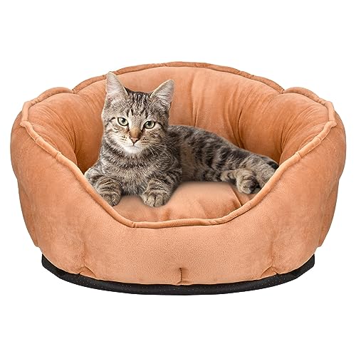 Queta Hundebett, Katzenbett Hundesofa Hundekissen Plüsch Weich Haustierbett für klein Katzen und Hunde, 46 * 46 * 23cm Khaki von Queta