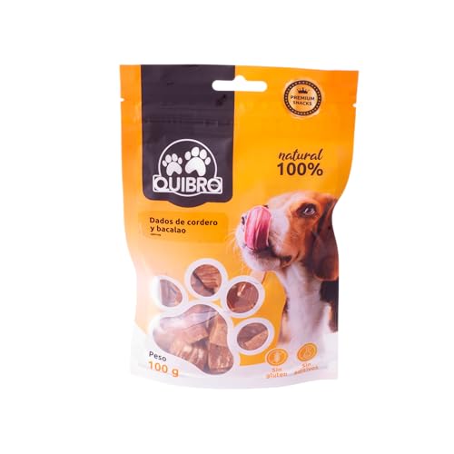 Lamm- und Kabeljauwürfel für Hunde, 100 g, natürliche Belohnungen ohne Getreide, Snacks für Haustiere, Leckerlis für Hunde. von Quibropets