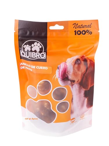 Quibropets Entenlederringe, Snacks und Leckerlis für Hunde, Leckerlis für Haustiere, ideal für große und mittelgroße Hunde, 100 g von Quibropets