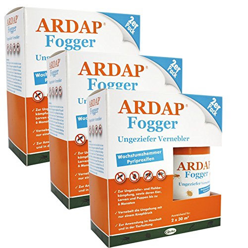 Quiko 3 x 2 x 100ml Ardap Fogger Doppelpack Ungeziefer Vernebler für 2 Räume bis 30 m² von Quiko