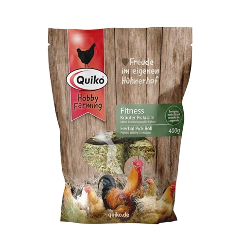 Quiko Hobby Farming Fitness Kräuter Pickrolle 400g - Hühner Beschäftigung - Bunte Pickrolle mit einem Mix aus schmackhaften Kräutern und Leckereien - Fördert das natürliche Pickverhalten Ihrer Hühner von Quiko