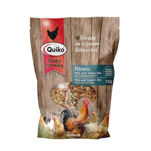 Quiko Hobby Farming Fitness Pick und Scharr Mix 700g - Hühner Beschäftigung - Bunter Mix aus hochwertigen Körnern und Aromen - unterhaltsamer Zeitvertreib von Quiko