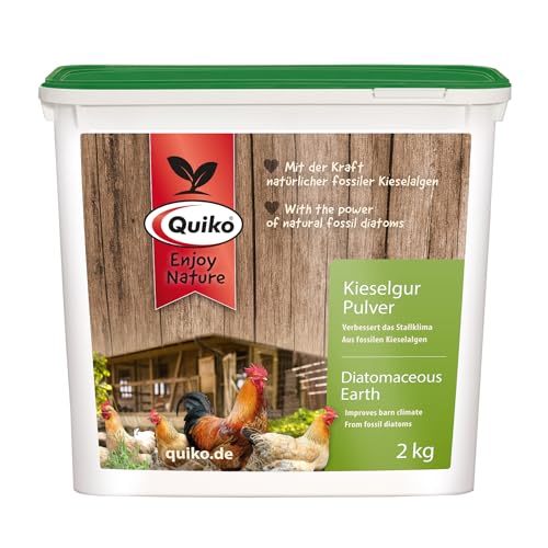 Quiko Kieselgur Pulver 2kg - Kieselgur für Hühner - Anti Milben - Verbessert das Stallklima - Kieselgur aus fossilen Kieselalgen - Für Hühnerstall, Nagerstall und Vogelzucht von Quiko