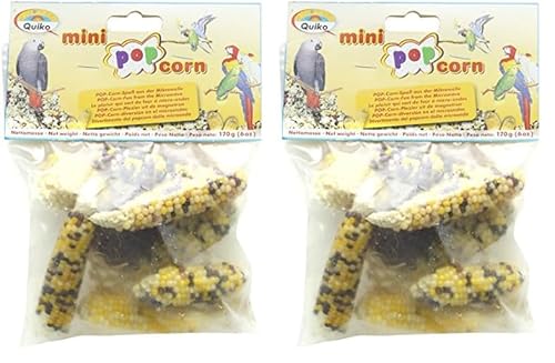 Quiko Mini Popcorn 170g - Naturbelassene Maiskolben mit Mineralstoffen für Ziervögel (Packung mit 2) von Quiko