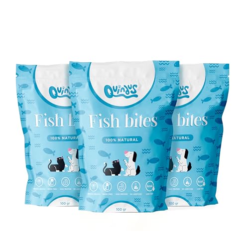 QUINDU'S Fischsnacks für Katzen und Hunde, Packung (100 g x 3), natürliche Leckerlis, gesunde Snacks mit getrocknetem Fisch, Leckerlis, Leckerlis für Hunde und Katzen von Quindu's