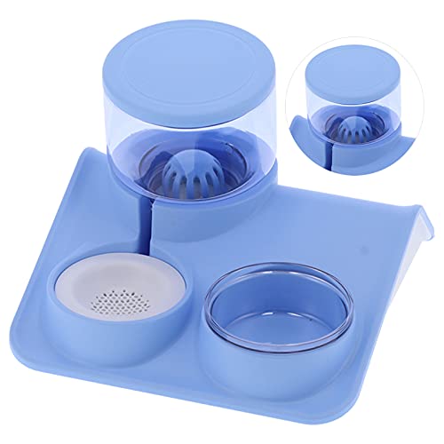 Qukaim 1.8L Wasserspender Schüssel Set 1.8L Haustier Wasserspender und Futternapf Set, Automatischer Wasserspender mit Abnehmbarer Schüssel, Blau von Qukaim