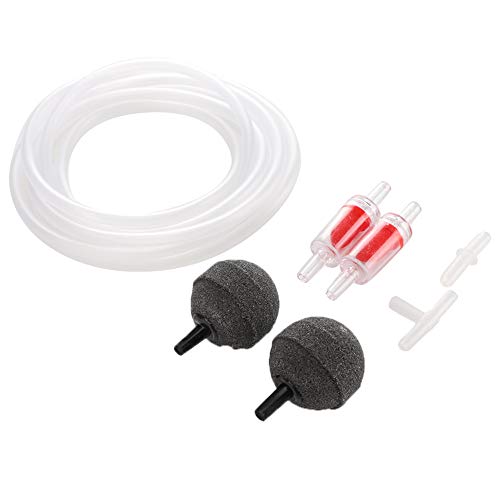 Qukaim Aquarium Accories Aquarium Luftpumpe Zubehör Set, Saugnapf Rückschlagventil, Luftstein, 3-Wege-Schlauch, Fischtankarmaturen, Sauerstoffpumpenarmaturen, langlebiges Design von Qukaim