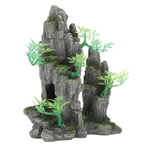 Qukaim Aquarium Berg Ornament Aquarium Berg Ornament Simulation Landschaft Harz Dekoration für Aquarium Steingarten Design für Süß- und Salzwasser 20 x 10 x 15 cm von Qukaim