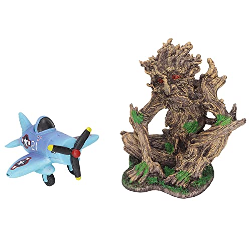 Qukaim Aquarium Dekoration Flugzeug Aquarium Baum Statue Dekorationen Simulation Flugzeug Aquarium Dekor Süßwasser Salzwasser Betta Fisch Dekor Stamm Ornament Landschaftsbau 20 cm lang Polyresin von Qukaim