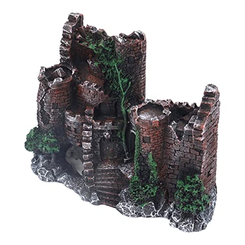 Qukaim Aquarium Schloss Dekoration Aquarium Schloss Dekoration, Lebensechte Harz Fisch Tank Haus Ornament Ideal für Salzwasser- und Süßwasseraquarien, 25,4 x 15,2 x 20,3 cm von Qukaim