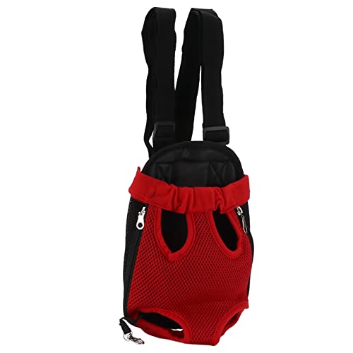 Qukaim Atmungsaktiver Haustier-Brustrucksack, Haustier-Front, Katze, Hund, Tragetasche, atmungsaktiv, verstellbar, Haustier-Brustrucksack für Wandern, Reisen, tragbares Design, Rot und Weiß von Qukaim