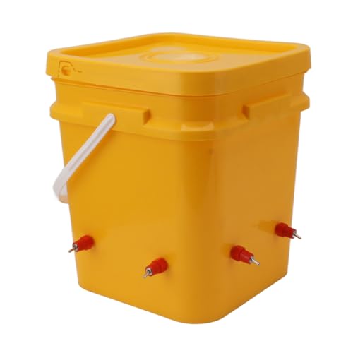 Qukaim Automatische Hühnerbewässerungsschüssel Automatischer Hühnertränkbecher mit 12L Handheld Barrel Geflügel Trinkausrüstung für Gänse Ente, Roter Kopf von Qukaim