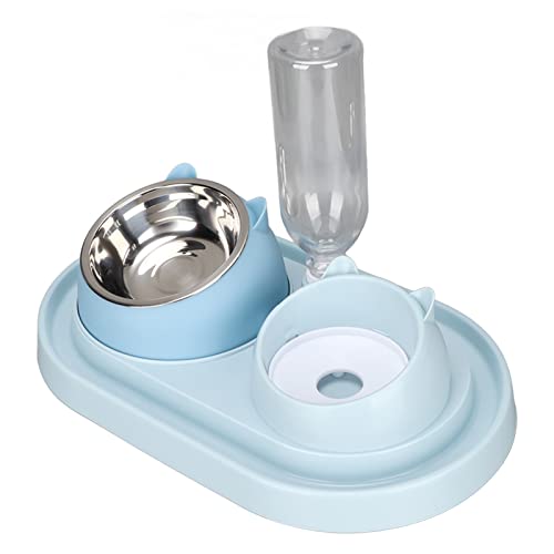 Qukaim Automatischer Katzen-Wassernapf Katzenfutter und Wassernapf Set, Automatisches Trinkwasser und Futternapf, Langsames Fütterungsdesign, Für Kätzchen, Welpen und Kaninchen, Leicht zu Reinigen, 2 von Qukaim