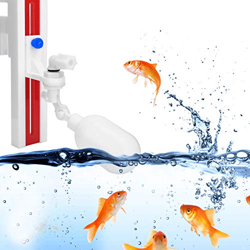 Qukaim Automatisches Wasserventil mit Halterung Aquarium Acryl Automatisches Wasserventil, Fischtankfüllvorrichtung mit Halterung, Float Ball Mechanismus, Flüssigkeitsbehälterboden, Design von Qukaim