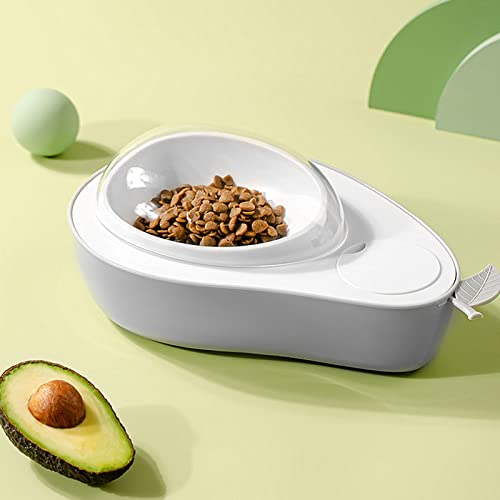 Qukaim Avocado-Form Katzenfutterstation Avocado-Form Katzenfutterspender Erhöhtes Slow Food Automatisches Wasserspender-Set für kleine, mittelgroße Katzen und Hunde, Grau von Qukaim