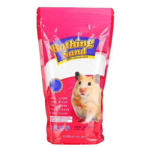 Qukaim Badesand für Hamster, 1 kg, Hamster-Badesand, Reinigungswerkzeug für kleine Haustiere, desodorierender Rosengeschmack, ideal für Hamster, Haustierbedarf von Qukaim