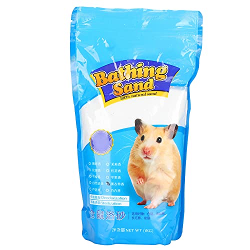 Qukaim Badesand für Hamster, Badesand, 1 kg, Lavendelgeschmack, für kleine Haustiere, Duschreinigung, desodorierendes Werkzeug von Qukaim