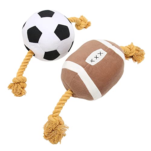 Qukaim Baumwollseil Fußball Hundespielzeug Fußball Hundespielzeug, Interaktives Baumwollseil Fußballspielzeug für Kleine Mittlere Große Hunde, Outdoor-Spaß, Langlebiges Design von Qukaim