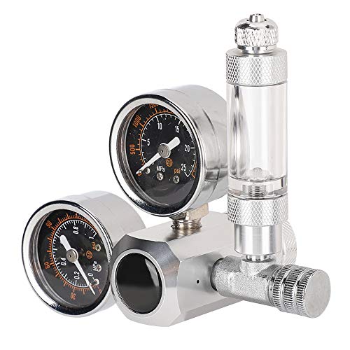 Qukaim CO2 Regulator Aquarium Dual Gauge Display CO2 Aquarium Regulator Dual Gauge Display mit Blasenzähler und Rückschlagventil, G5/8 Aquarium Zubehör von Qukaim